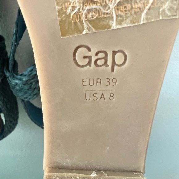 GAP Blue Braided Platform Cork Wedge Sandals - Picture 6 of 7